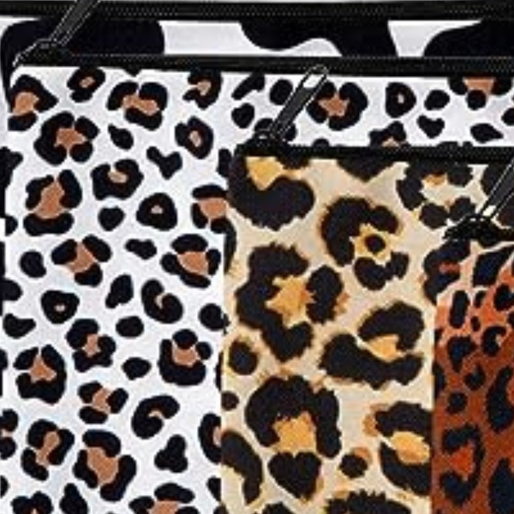 NWOT Leopard Printed Bags For Office/School Supplies Cosmetics Bundle of 2 Set3